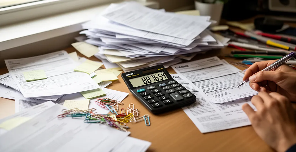 Calcul de budget automobile sur bureau avec calculatrice